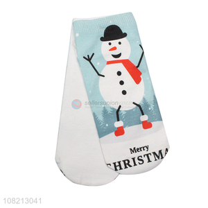 Hot selling snowman printed cute cartoon women socks for summer