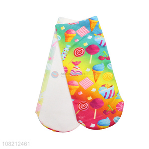 Top selling breathable food printed adult short socks