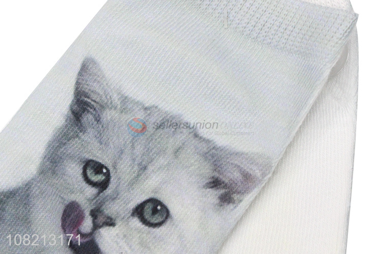 Hot selling cats printed low ankle casual socks wholesale