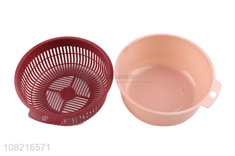 Wholesale cheap double-layer plastic drain basket colander kitchen tools