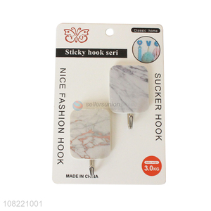 Yiwu market heavy duty marble pattern sticky hooks stick on hooks