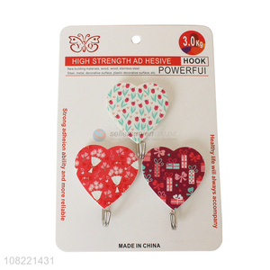 Good quality heart shaped sticky hooks strong adhesive towel hooks