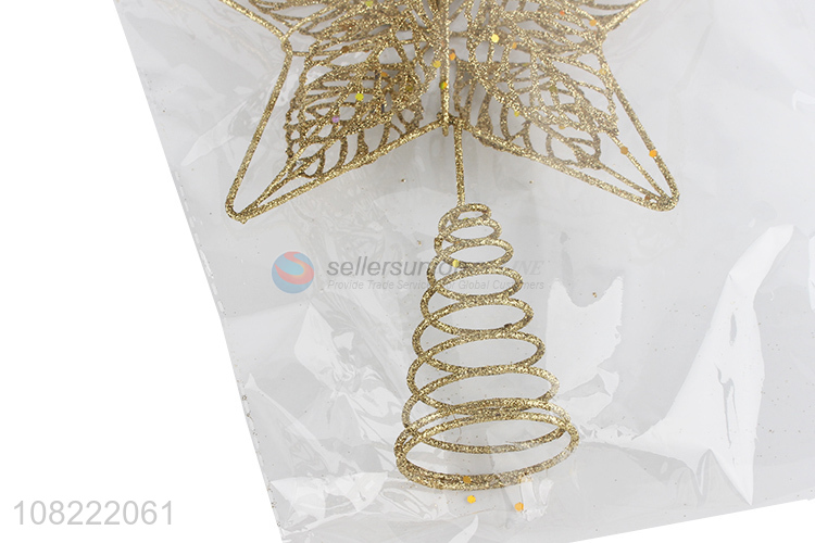 Custom Golden Hollow Star For Christmas Tree Decoration