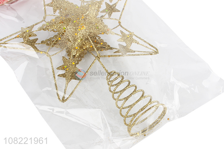 Delicate Design Glitter Top Star For Christmas Tree