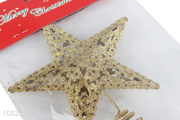 Custom Christmas Tree Decoration Gold Metal Hollow Star