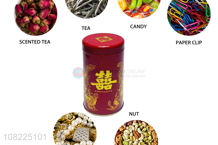 Best Sale Fashion Cylindrical Tin Can Wedding Candy Jar