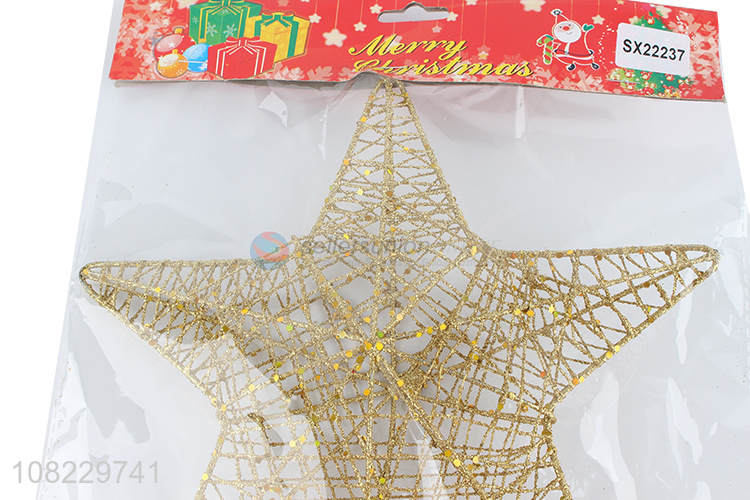 Top product metal glittered Christmas tree topper star for decor