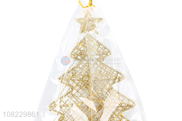 Recent design Christmas tree ornaments iron wire hollowed out tree