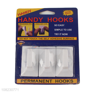 Most popular 3pieces white sticky hooks wall hooks for sale