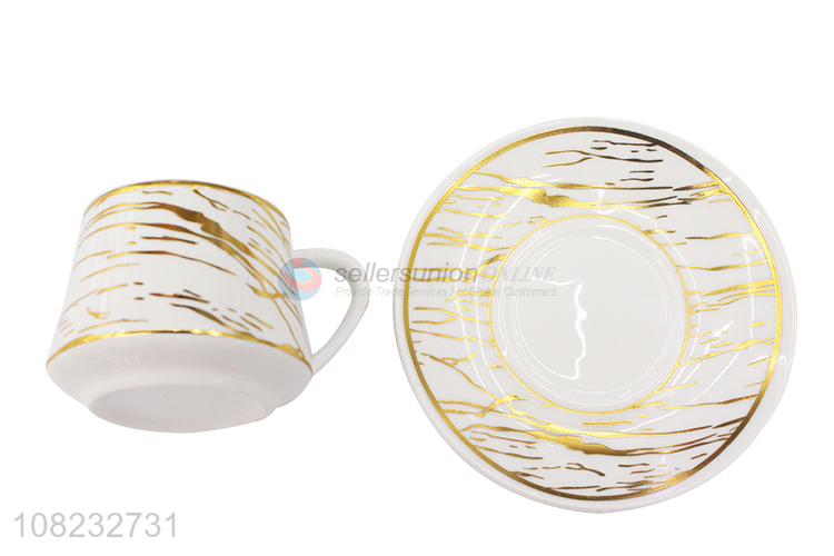 High quality fine ceramic mug and saucer set porcelain latte mugs set