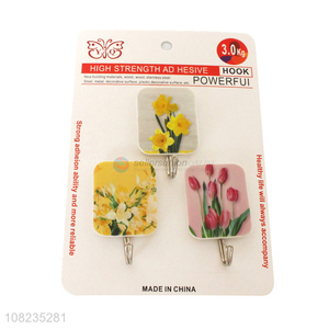 Wholesale 3 Pieces Flower Pattern Sticky Hooks Set