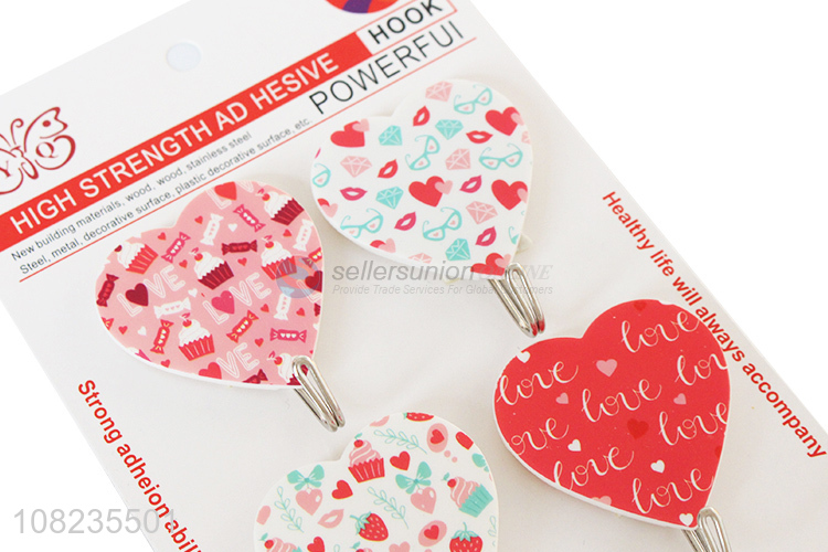 Good Sale 4 Pieces Heart Shape Sticky Hook Best Kitchen Hooks