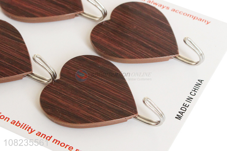 New Style 4 Pieces Heart Shape Sticky Hooks Fashion Wall Hooks