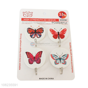 Fashion Butterfly Pattern Heavy Duty Sticky Hooks Wall Hooks