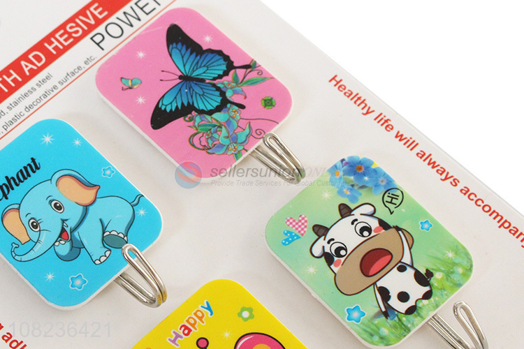 Wholesale 4 Pieces Cartoon Printed Sticky Hooks Wall Hooks