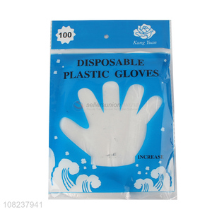 Wholesale 100 pieces clear disposable PE gloves for kitchen and salon