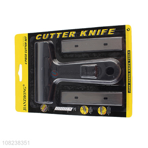 Hot selling black plastic window scraper with spare blade