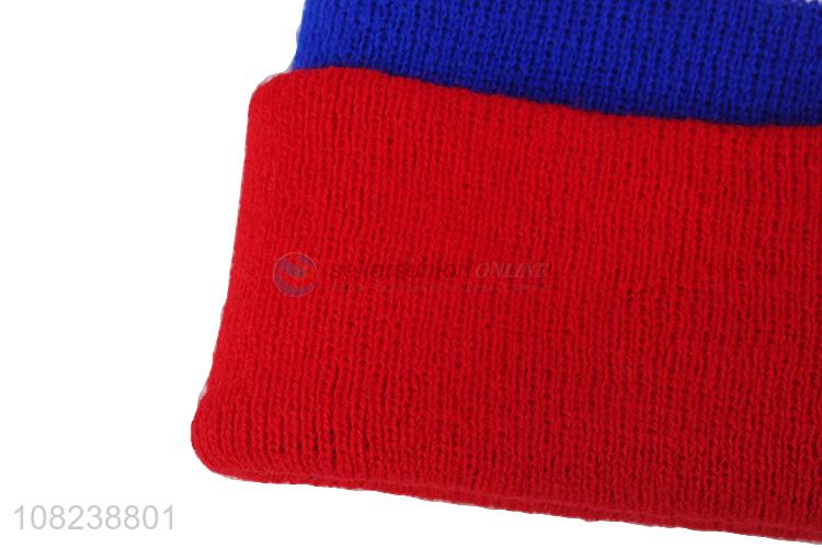 Good quality unisex winter warm beanies stylish stripe knitted hat