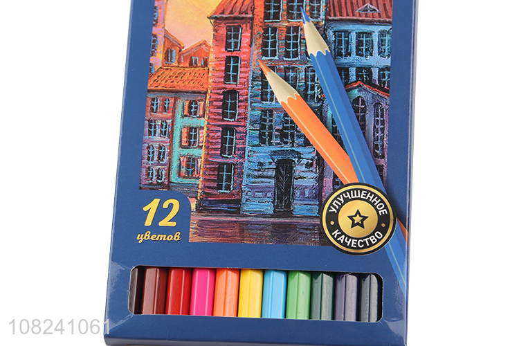 Hot Sale Wooden Coloured Pencil 12 Color Pencils Set