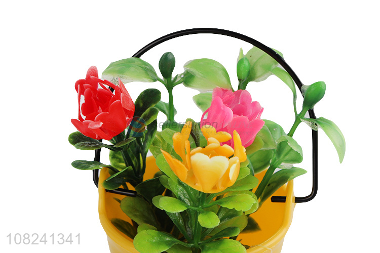 China products natural plastic simulation flower crafts with bucket