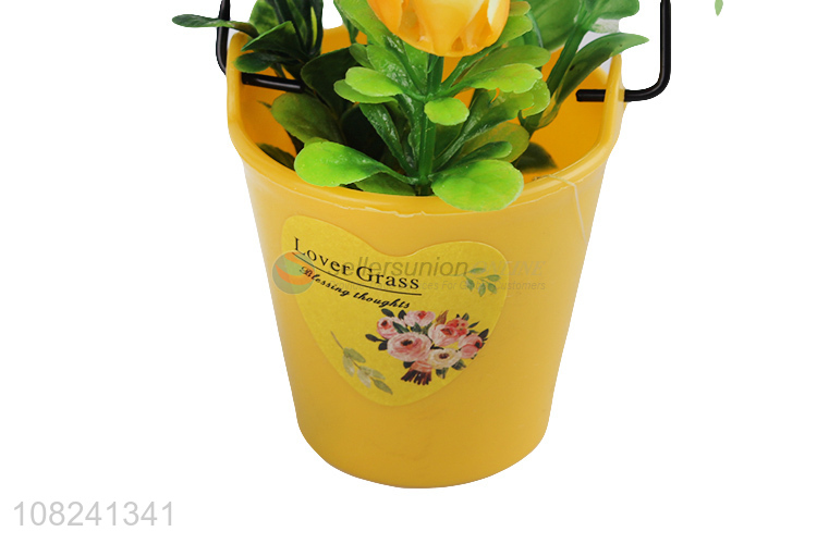 China products natural plastic simulation flower crafts with bucket