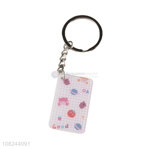 China products fashion rectangle pendant alloy keychain