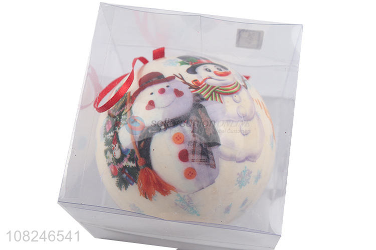 Cute design snowman printed hanging christmas ball for decoration