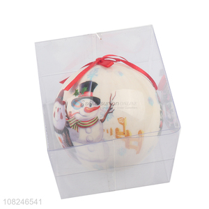 Cute design snowman printed hanging christmas ball for decoration