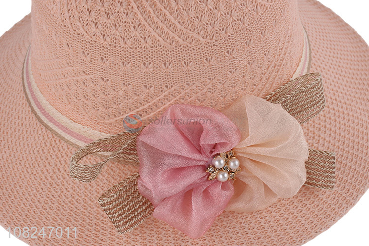 China supplier pink cute sunhat ladies fashion straw hat