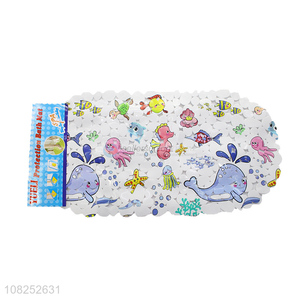 New arrival sea animals printed pebble bath mat pvc shower mat