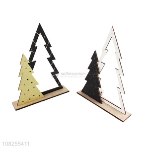 High quality mini hollow out wooden Christmas tree for decoration