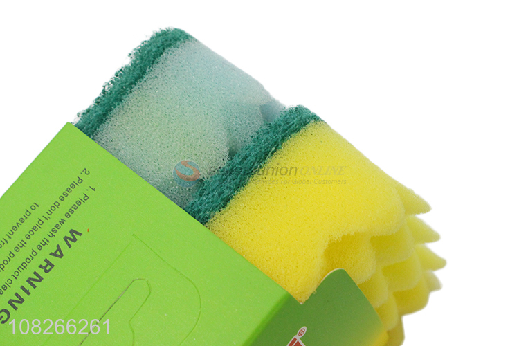 Hot Sale 2 Pieces Sponge Scouring Pad Kitchen Scrubber