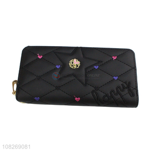 Wholesale embroidery long <em>wallet</em> pu leather <em>clutch</em> <em>wallet</em> card holder