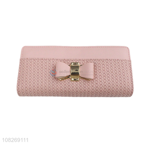 New arrival long woven women <em>wallet</em> bowknot <em>clutch</em> purse card holder