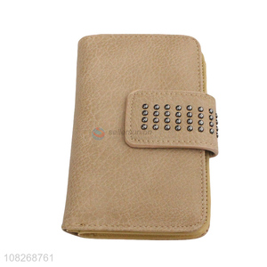 Good quality female wallet pu leather rivet clutch wallets for women