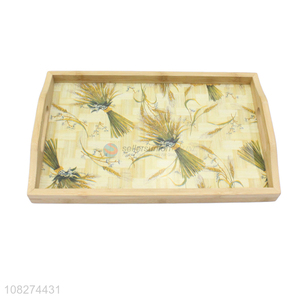 Hot sale custom printed bamboo food serving tray bread tray tea tray