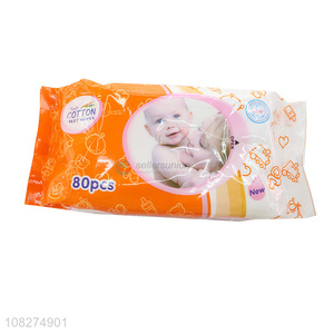 Good Quality 80 Pieces Soft Cotton Wet Wipes Best Baby Wipes