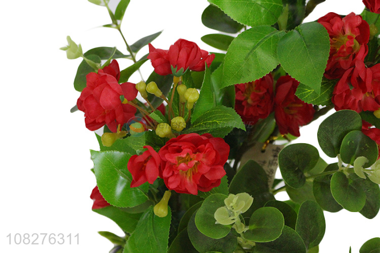 New product lifelike artificial flowers faux cloth flowers in plastic pot