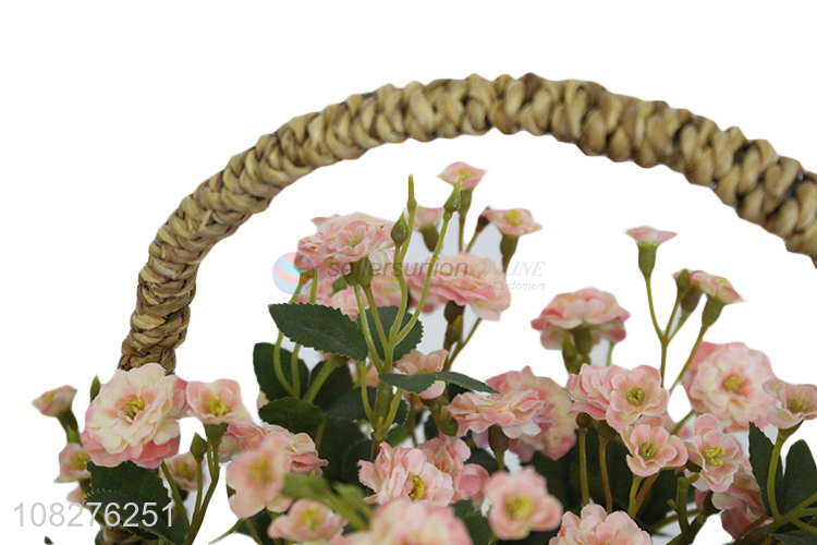 Best selling lifelike artificial flowers with rattan basket for decoration