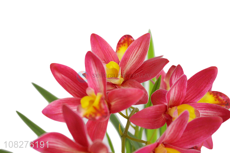 China factory lifelike plastic flowers artificial orchid flowers in pot