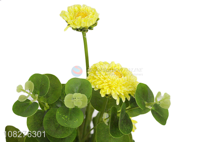 High quality artificial chrysanthemum fake flowers in pot for centerpieces