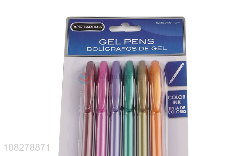 Good quality 6 colors gel ink pens metallic gel pens for drawing