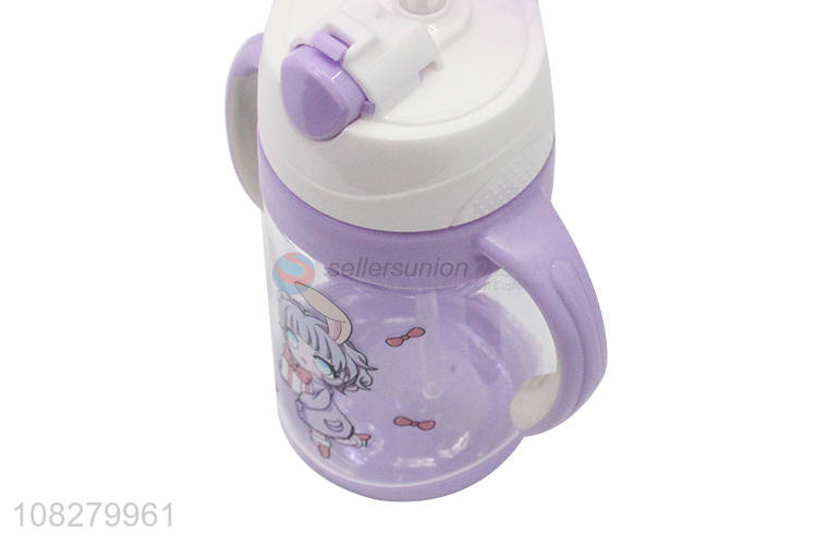 Fashion Cartoon Pattern Plastic Water Bottle With Handle