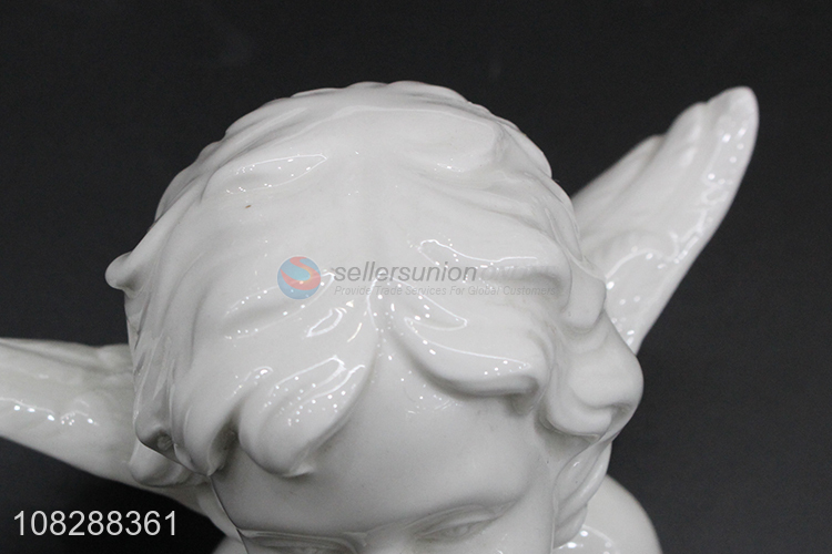 New arrival white ceramic angle figurines for home decoration