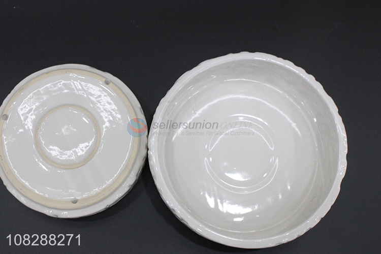 Good quality white ceramic pots set for flower and plants