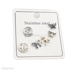 Low price hypoallergenic metal stainless steel stud earrings set