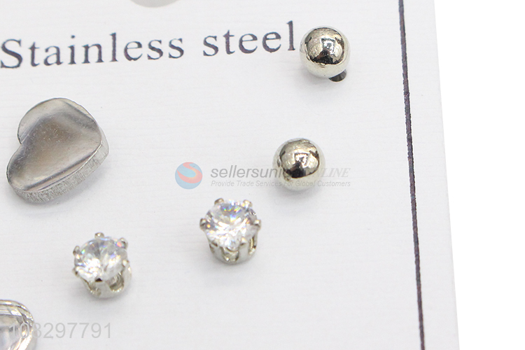 New arrival small stainless steel stud earrings set for women