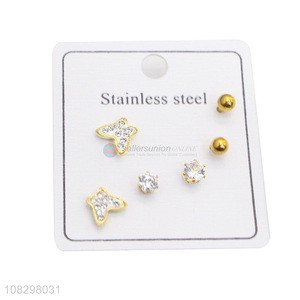 Hot products simple fashionable stainless steel stud earrings set