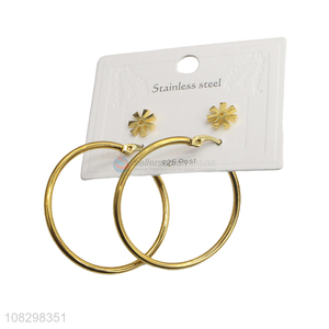 China supplier fashion cute stainless steel hoop earrings set