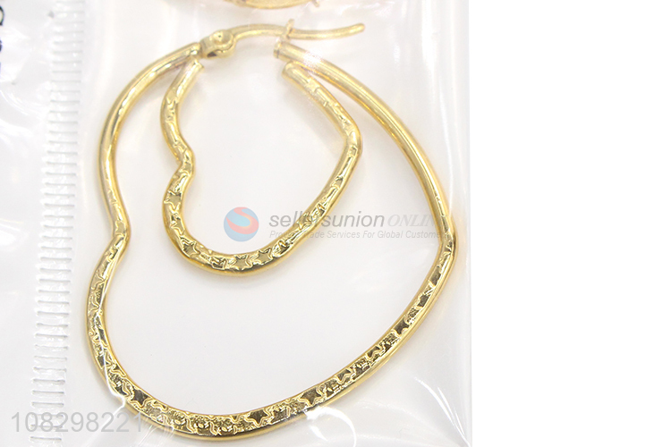 Factory supply stainless steel heart hoop earrings for women girls